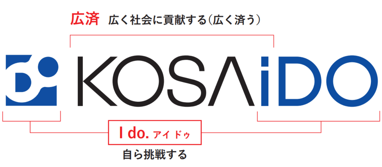 【KOSAIDO】広済：広く社会に貢献する（広く済う）、I do.（アイ ドゥ）：自ら挑戦する